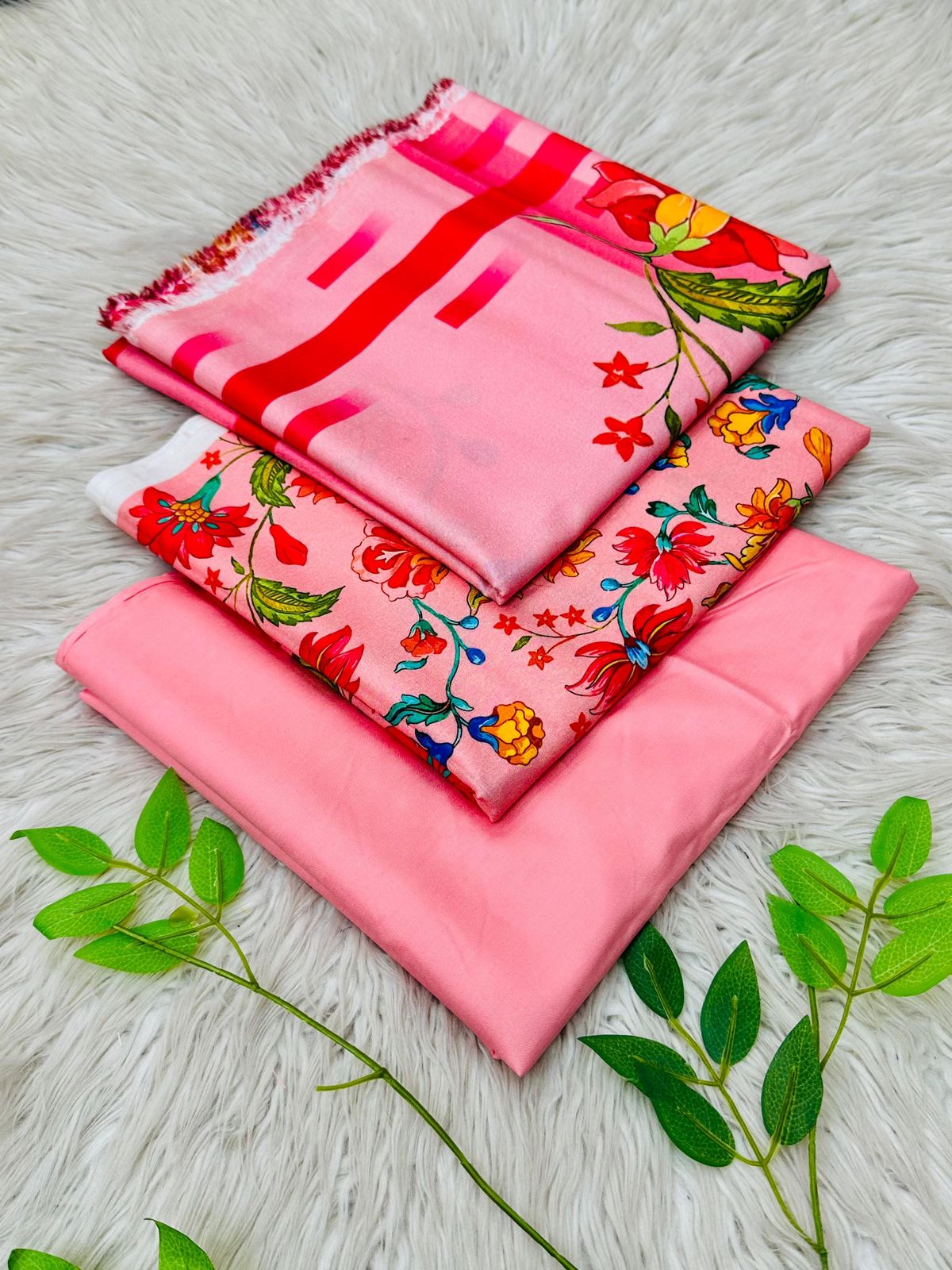 Bin Riaz Linen 3-piece unstitched suit with printed linen shirt, plain trouser, and matching dupatta for winter collection.