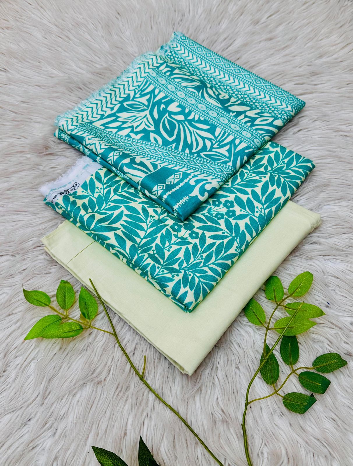 Bin Riaz Linen 3-piece unstitched suit with printed linen shirt, plain trouser, and matching dupatta for winter collection.