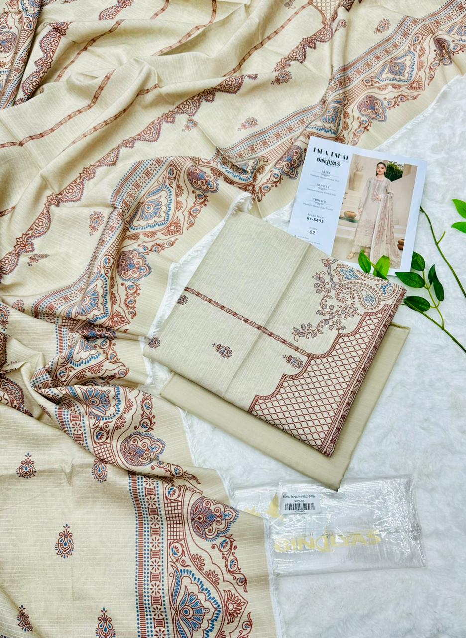 Esha–Eshal by Bin Ilyas Premium Viscose 3-Piece Suit – Product Card Image Volumn 1