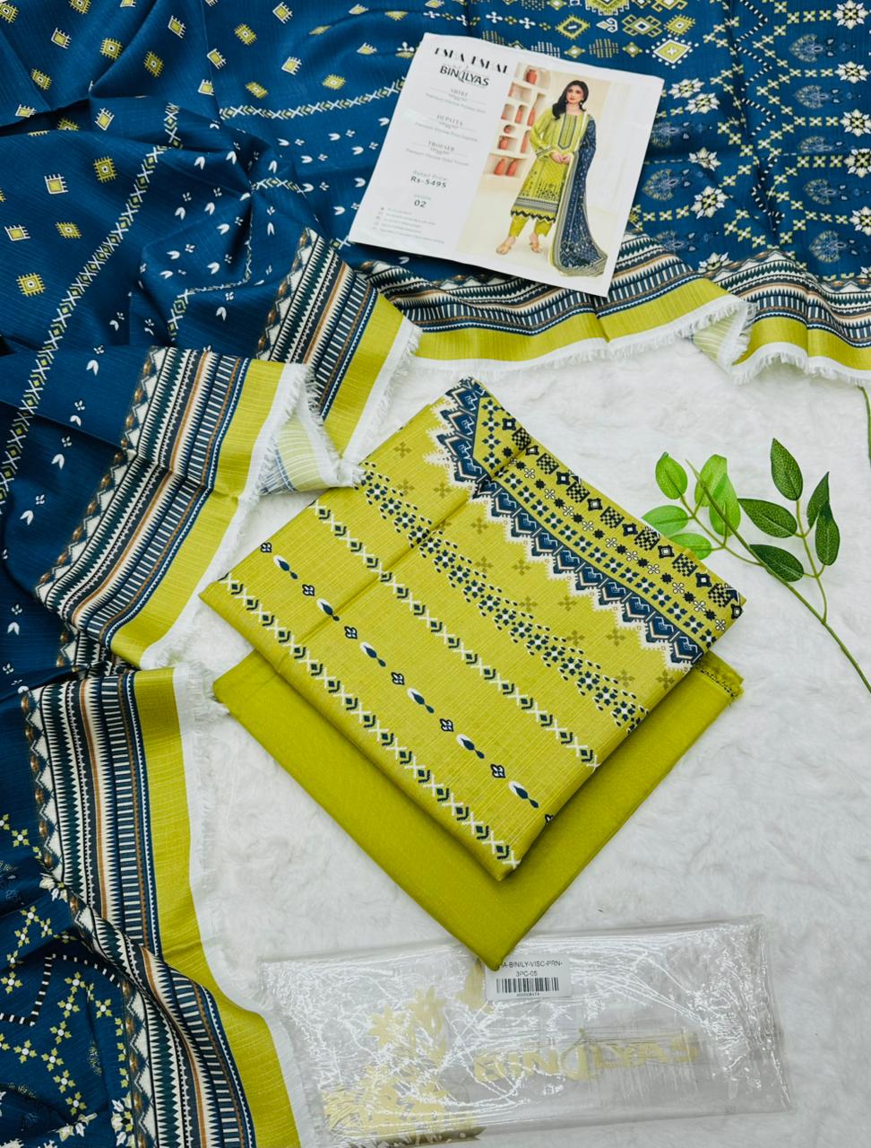 Esha–Eshal by Bin Ilyas Premium Viscose 3-Piece Suit – Product Card Image