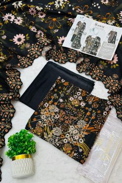 Glamour 3 Piece Embroidered Cutwork Khaddar Suit Price Card