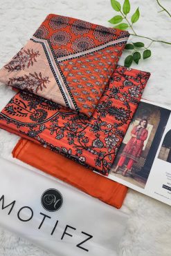 Motifz Lawn Original 3PC Ajrak Vol-01 unstitched summer suit with printed shirt trouser and dupatta