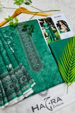 Hajra Lawn 3PC with Tarkashi Dupatta Unstitched Suit