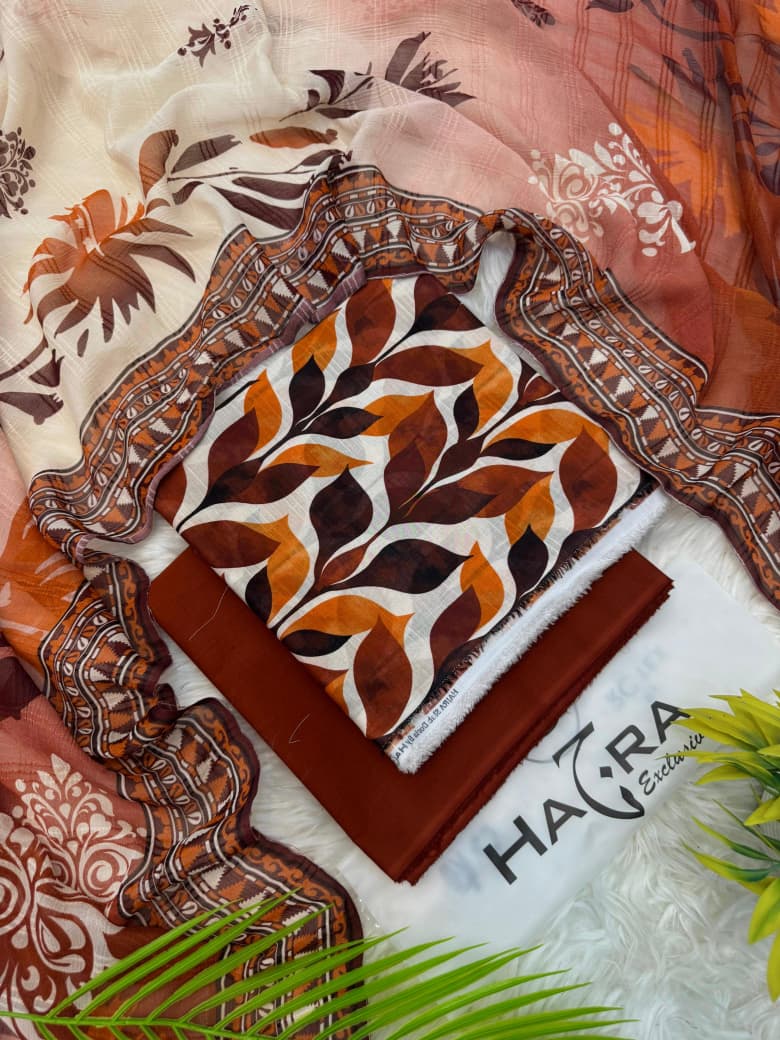 Hajra Exclusive Slub Lawn Doria 3PC Wholesale Suit