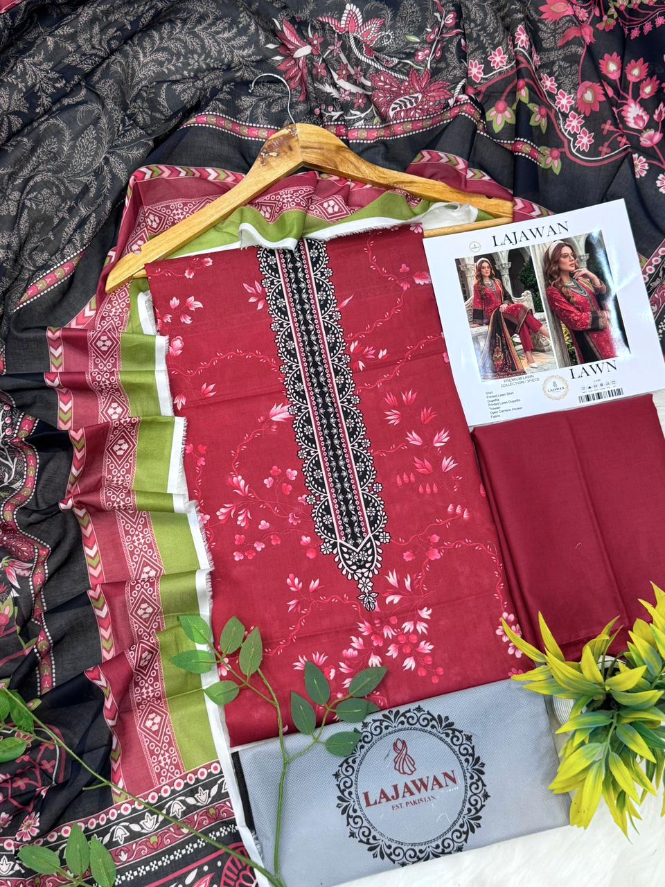 Lajwaan Print Lawn 2026 3PC – Wholesale Suit