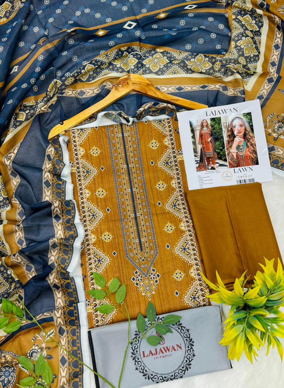Lajwaan Print Lawn 2026 3PC – Wholesale Suit