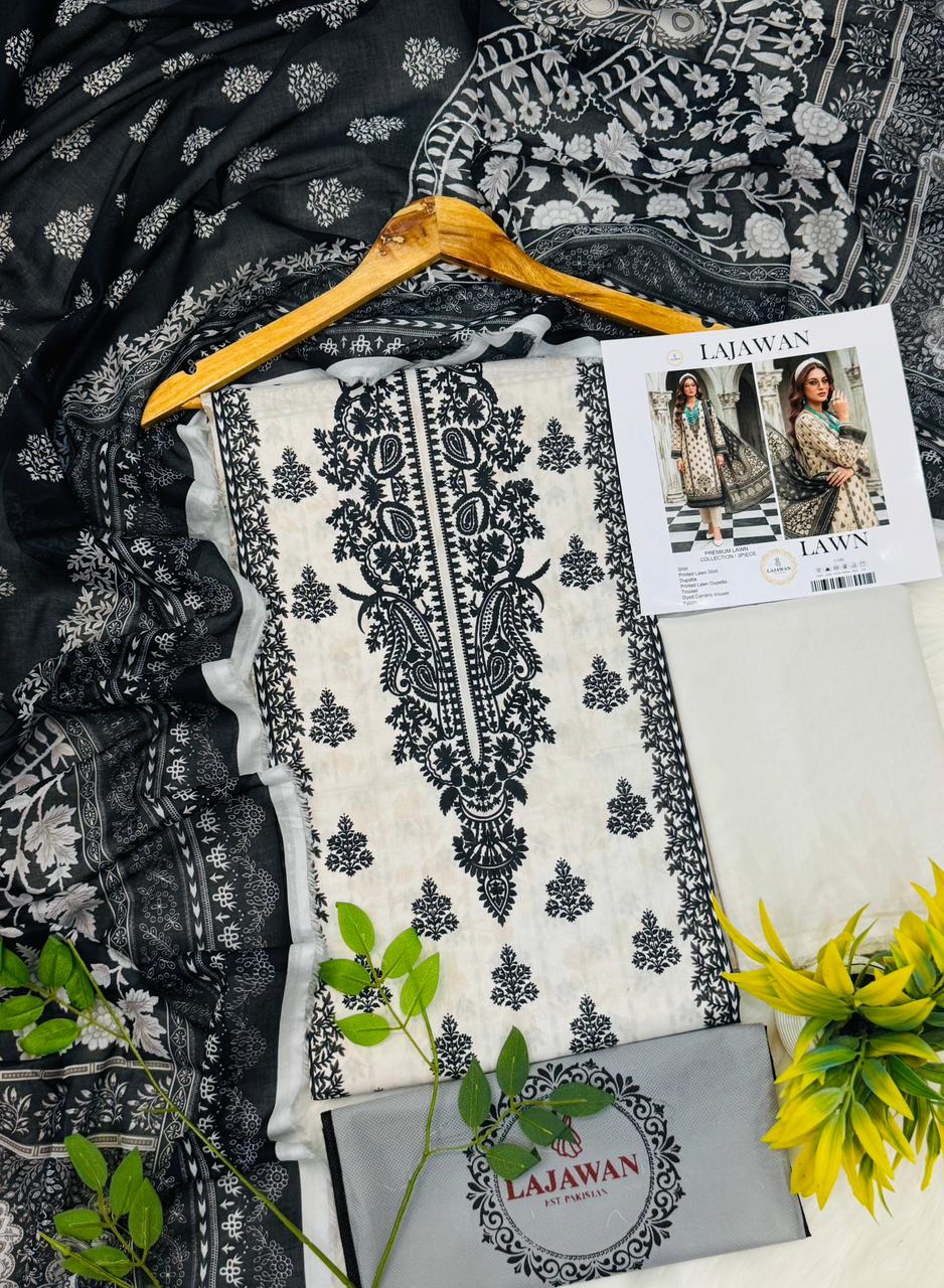 Lajwaan Print Lawn 2026 3PC – Wholesale Suit