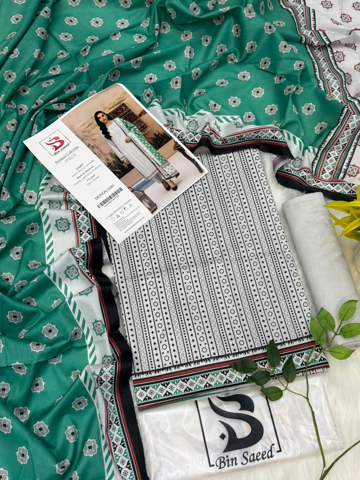 Bin Saeed Lawn Premium Collection 3PC Wholesale Suit
