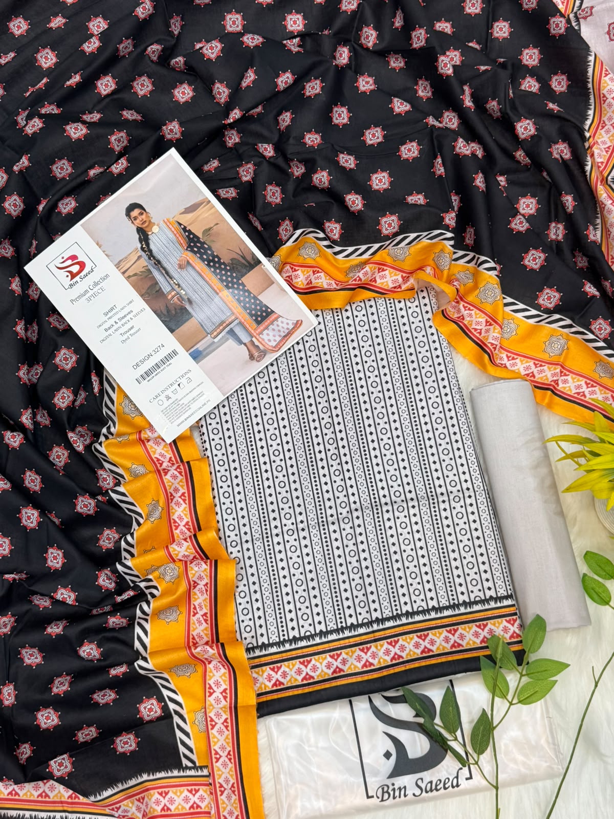 Bin Saeed Lawn Premium Collection 3PC Wholesale Suit