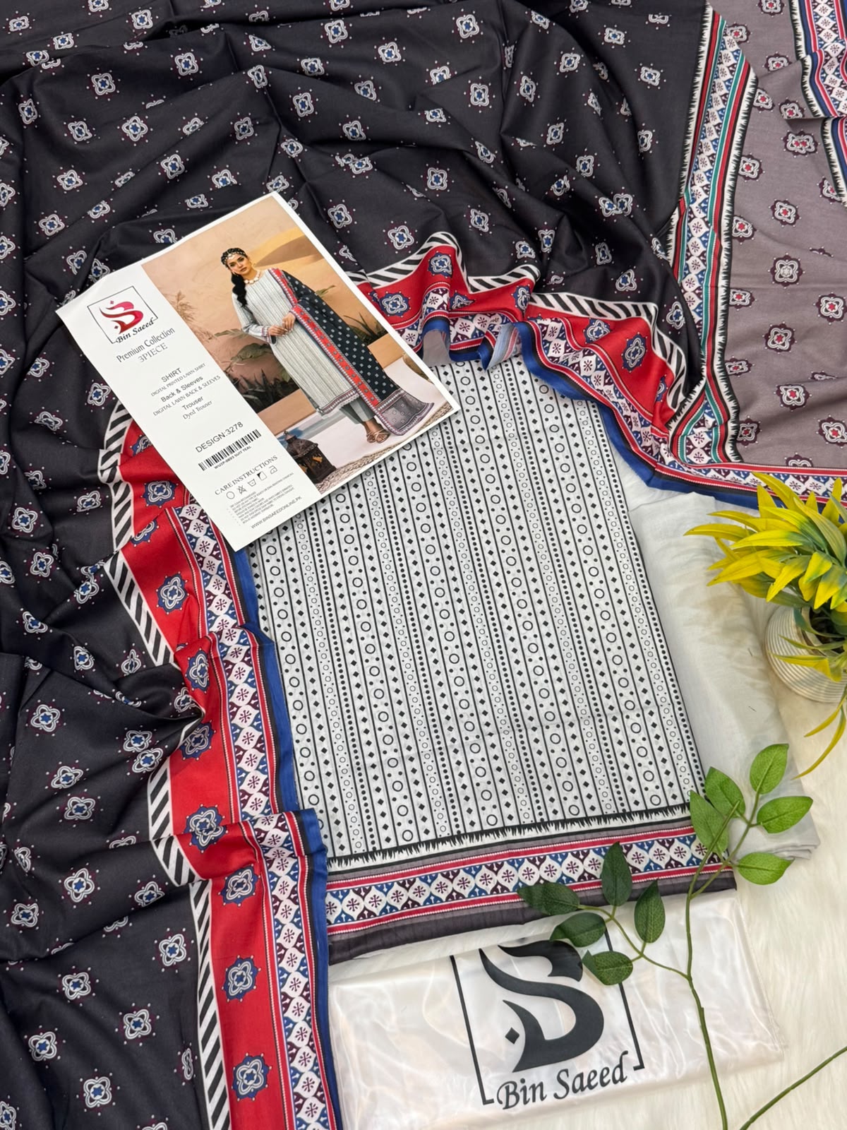 Bin Saeed Lawn Premium Collection 3PC Wholesale Suit
