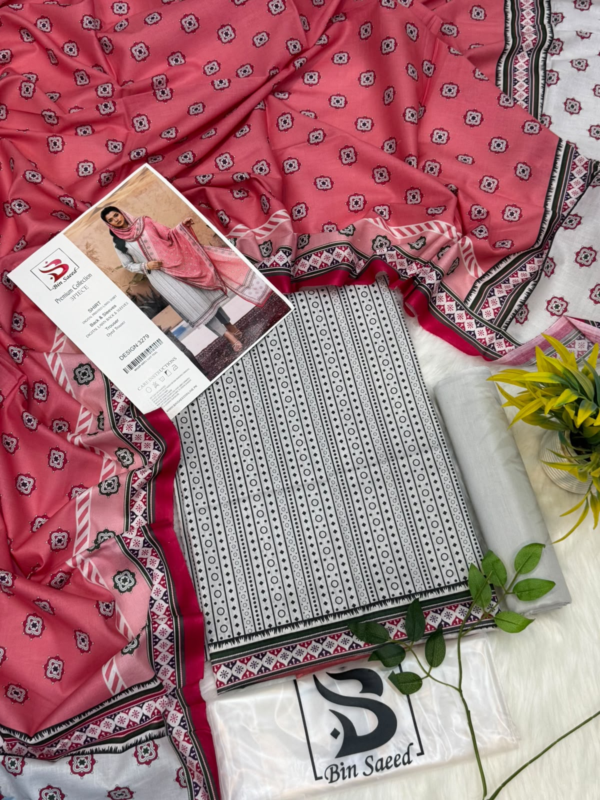Bin Saeed Lawn Premium Collection 3PC Wholesale Suit