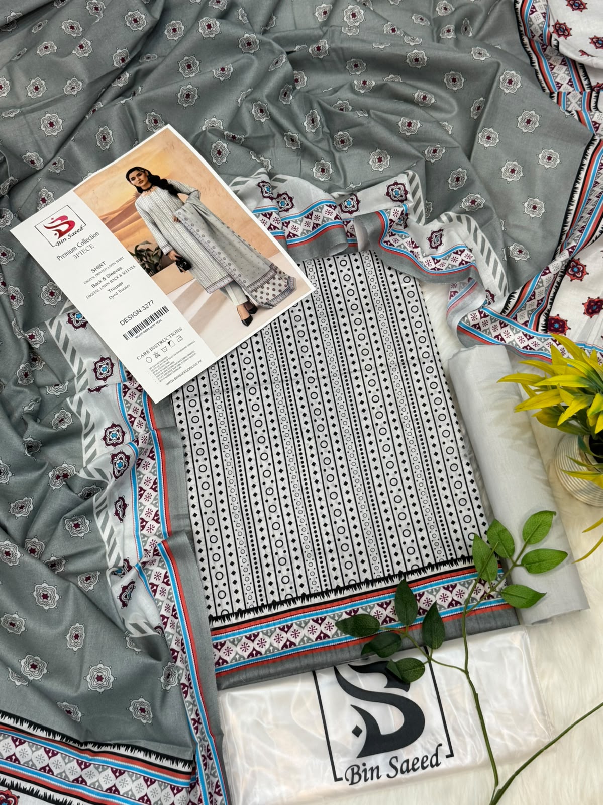 Bin Saeed Lawn Premium Collection 3PC Wholesale Suit
