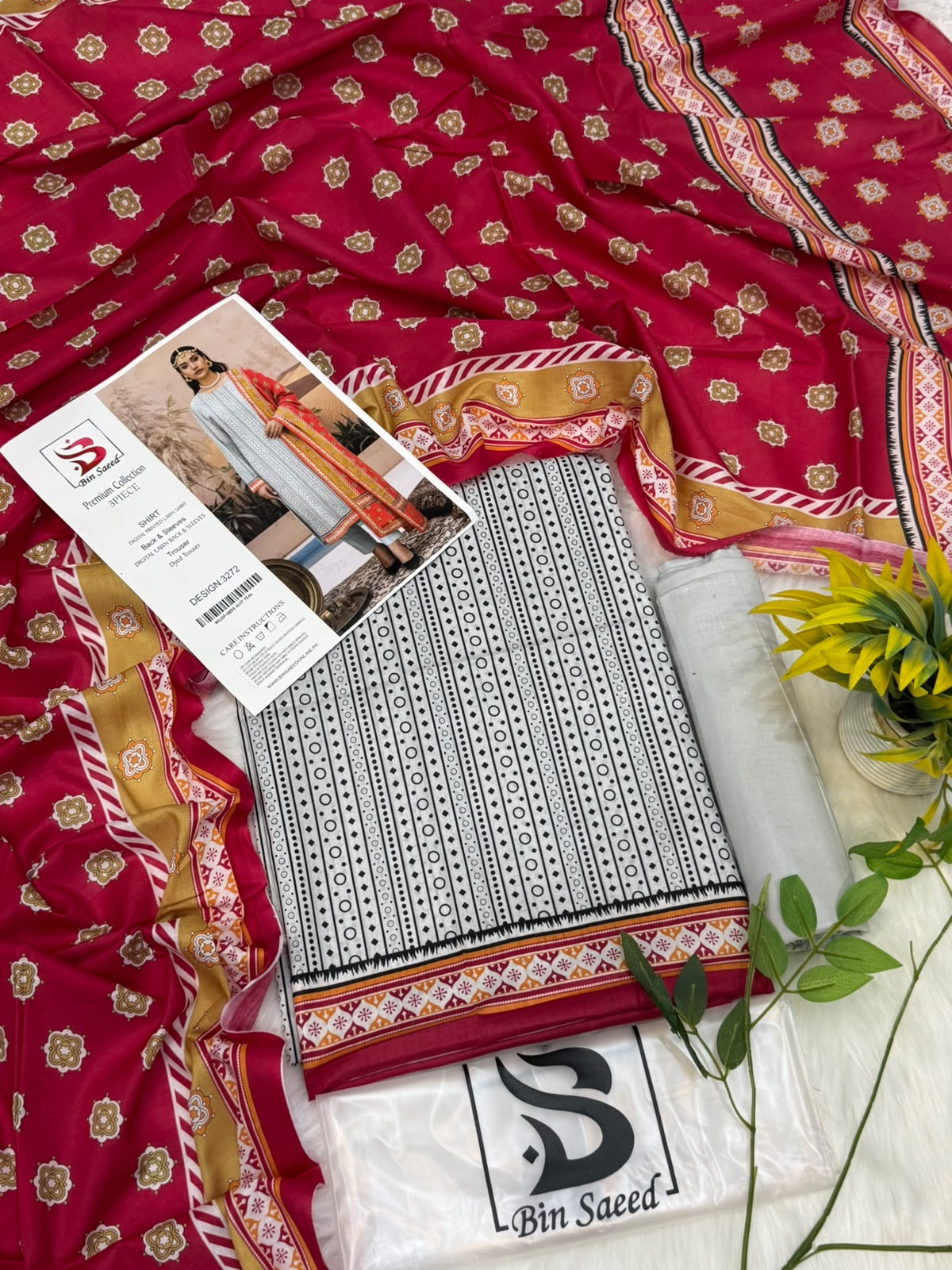 Bin Saeed Lawn Premium Collection 3PC Wholesale Suit