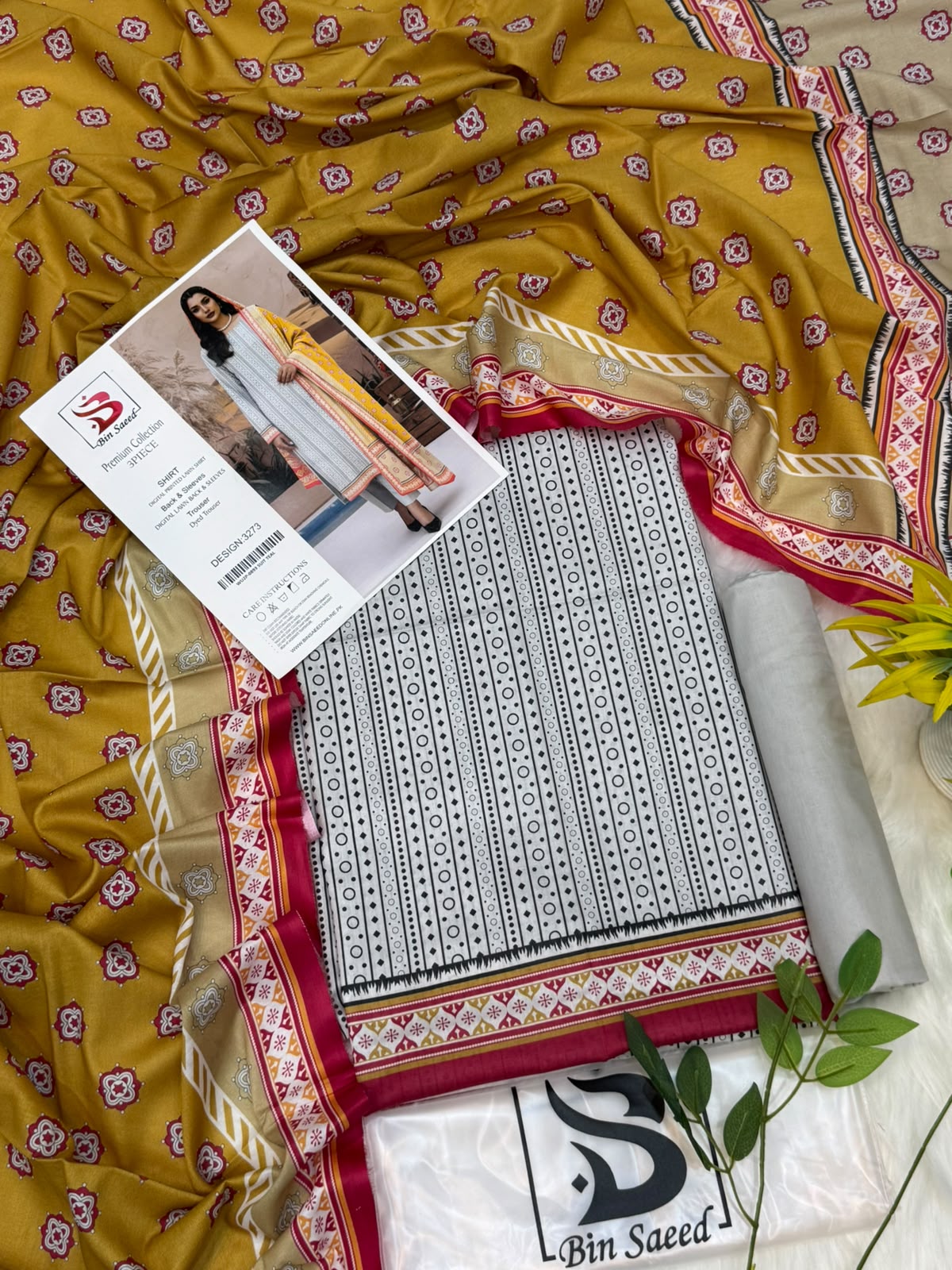 Bin Saeed Lawn Premium Collection 3PC Wholesale Suit
