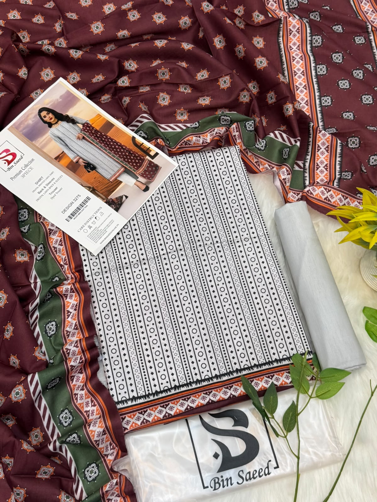 Bin Saeed Lawn Premium Collection 3PC Wholesale Suit