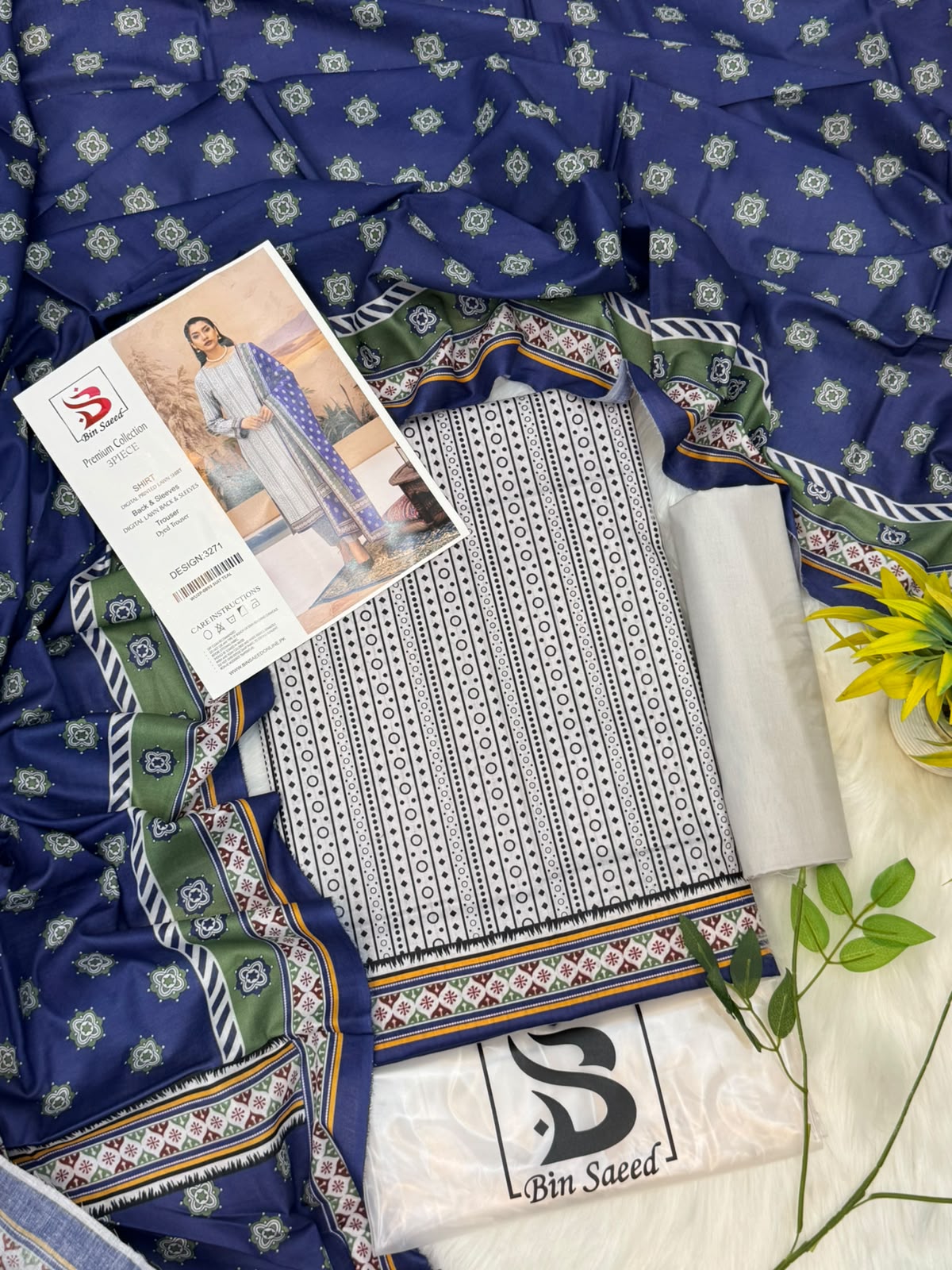 Bin Saeed Lawn Premium Collection 3PC Wholesale Suit