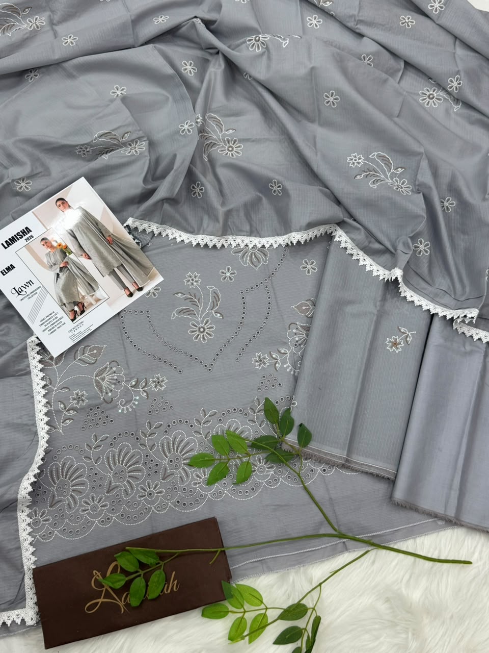Elma by Lamisha Lux Emb Lawn 3PC Wholesale Suit