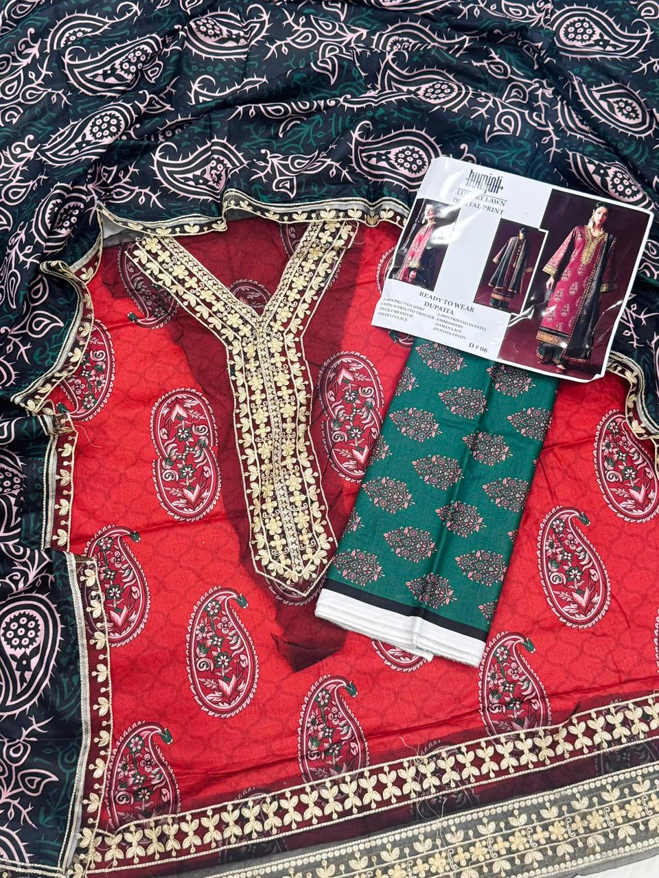 HUMJOLI Embroidery Unstitched 3PC Summer Lawn Wholesale Suit