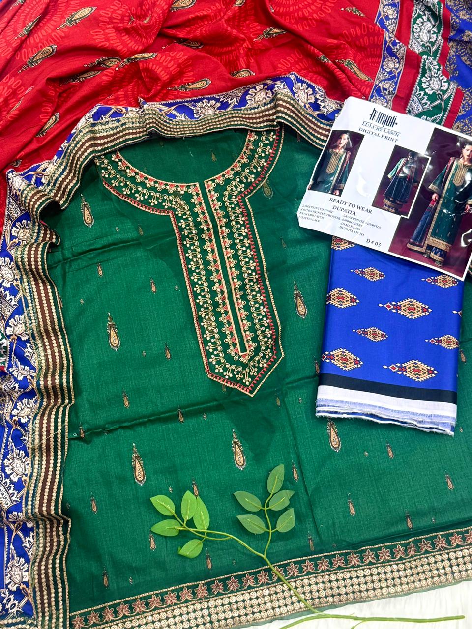 HUMJOLI Embroidery Unstitched 3PC Summer Lawn Wholesale Suit