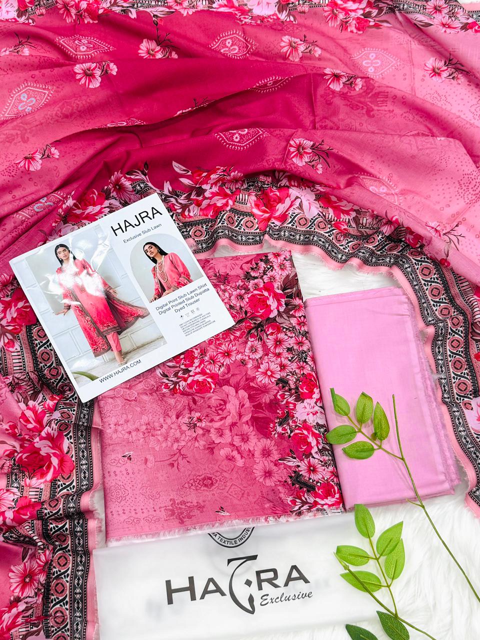 Hajra Slub Lawn 3PC With Slub Dupatta Wholesale Suit