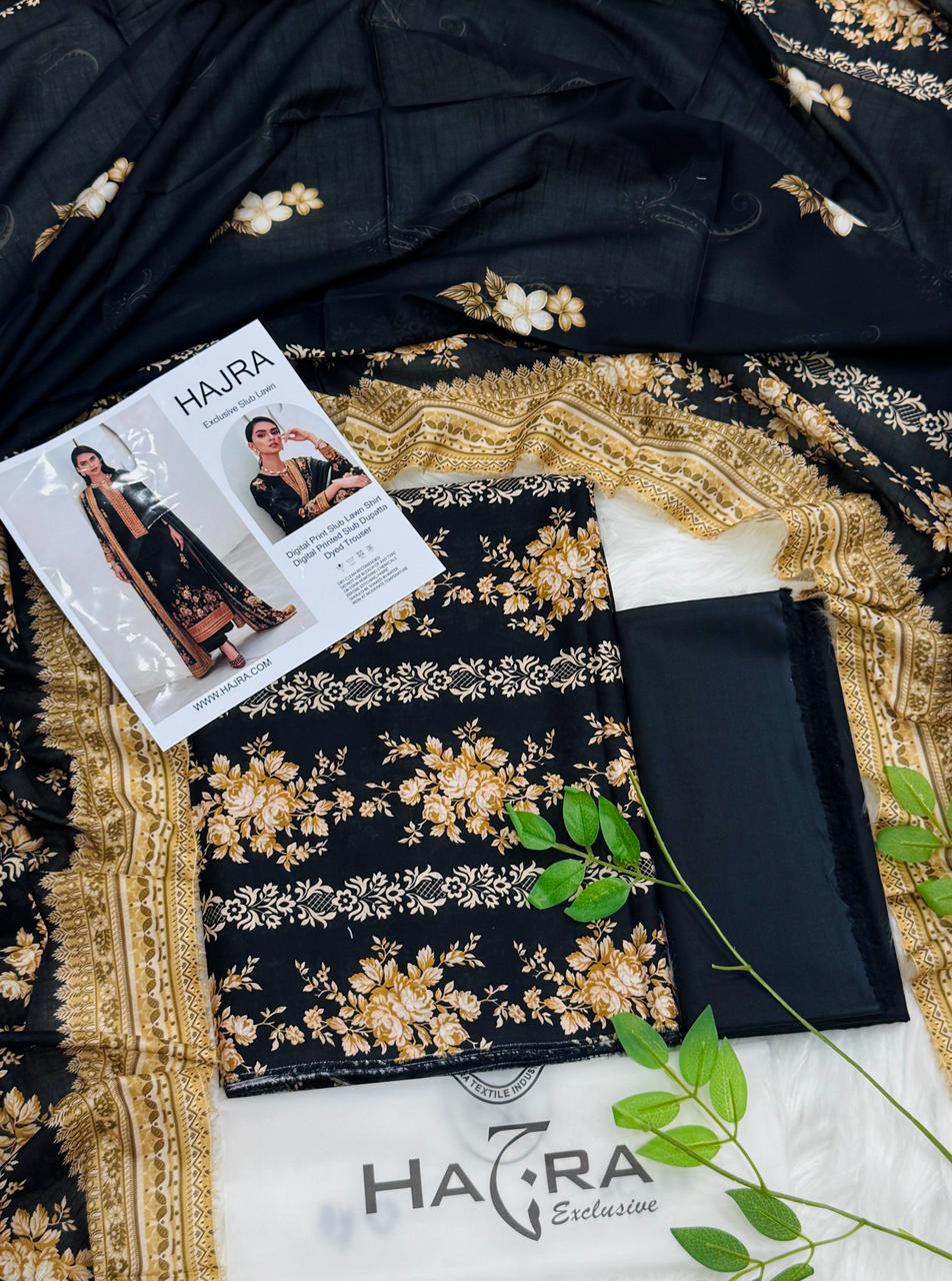 Hajra Slub Lawn 3PC With Slub Dupatta Wholesale Suit