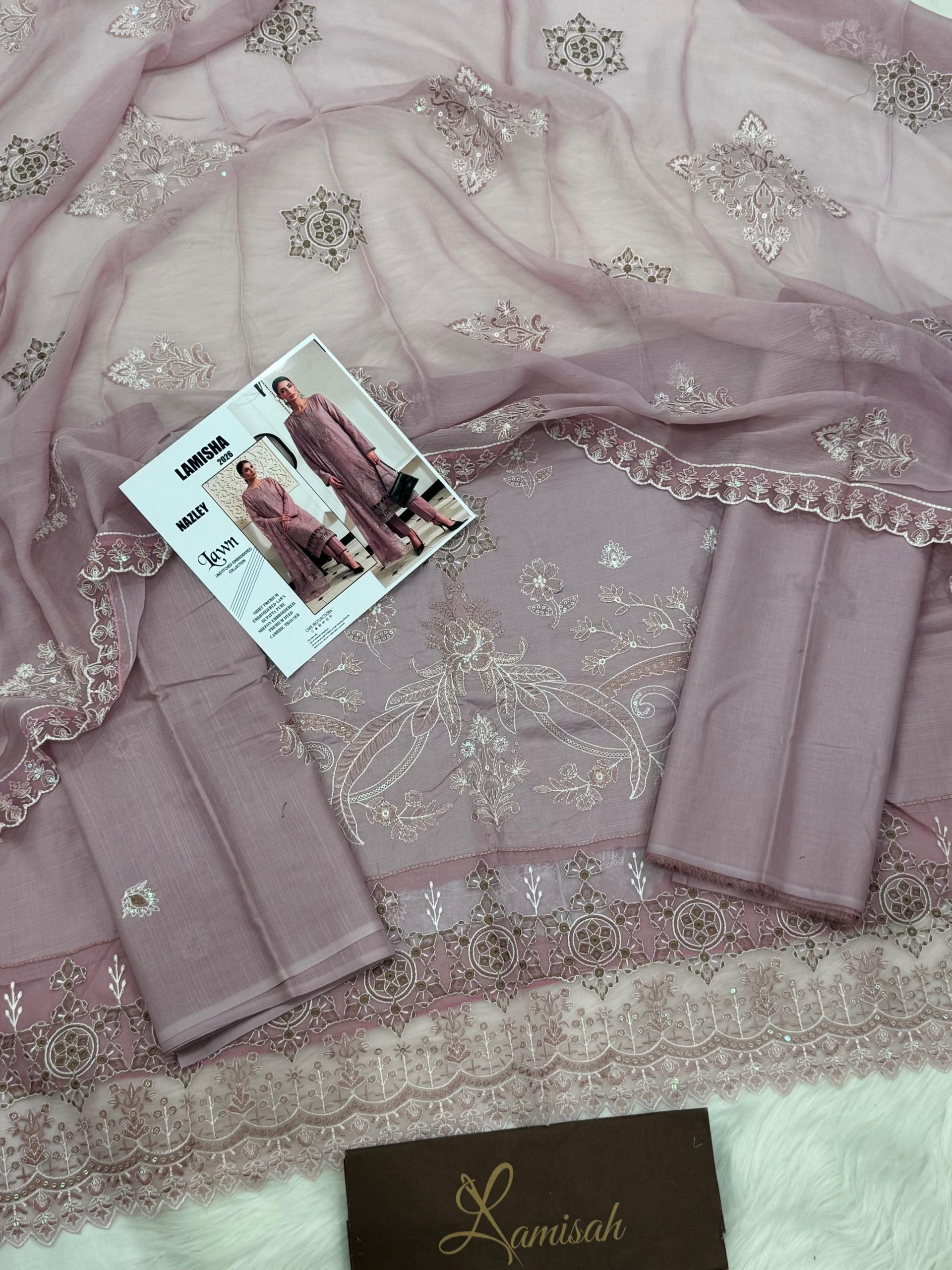 Nazley by Lamisha Lux Emb Lawn 3PC Wholesale Suit