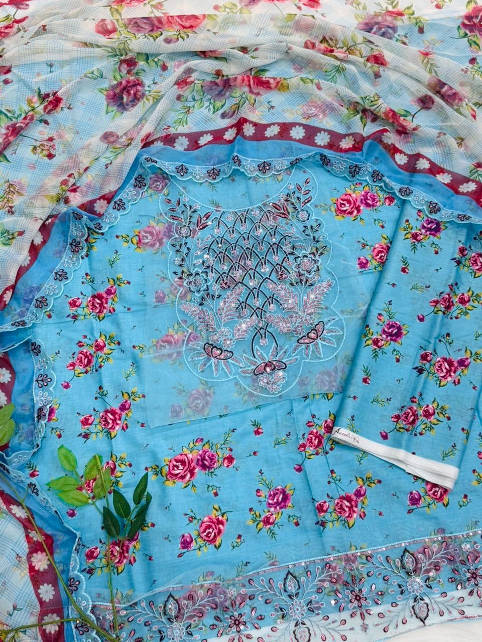 Saya Embroidered Lawn 3PC With Embroidered Dupatta Wholesale Suit