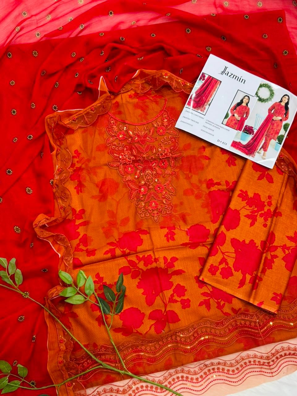 Saya Embroidered Lawn 3PC With Embroidered Dupatta Wholesale Suit