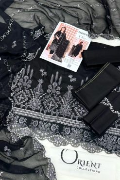 Niwana Black by Orient Lux Emb Lawn 3PC Wholesale Suit