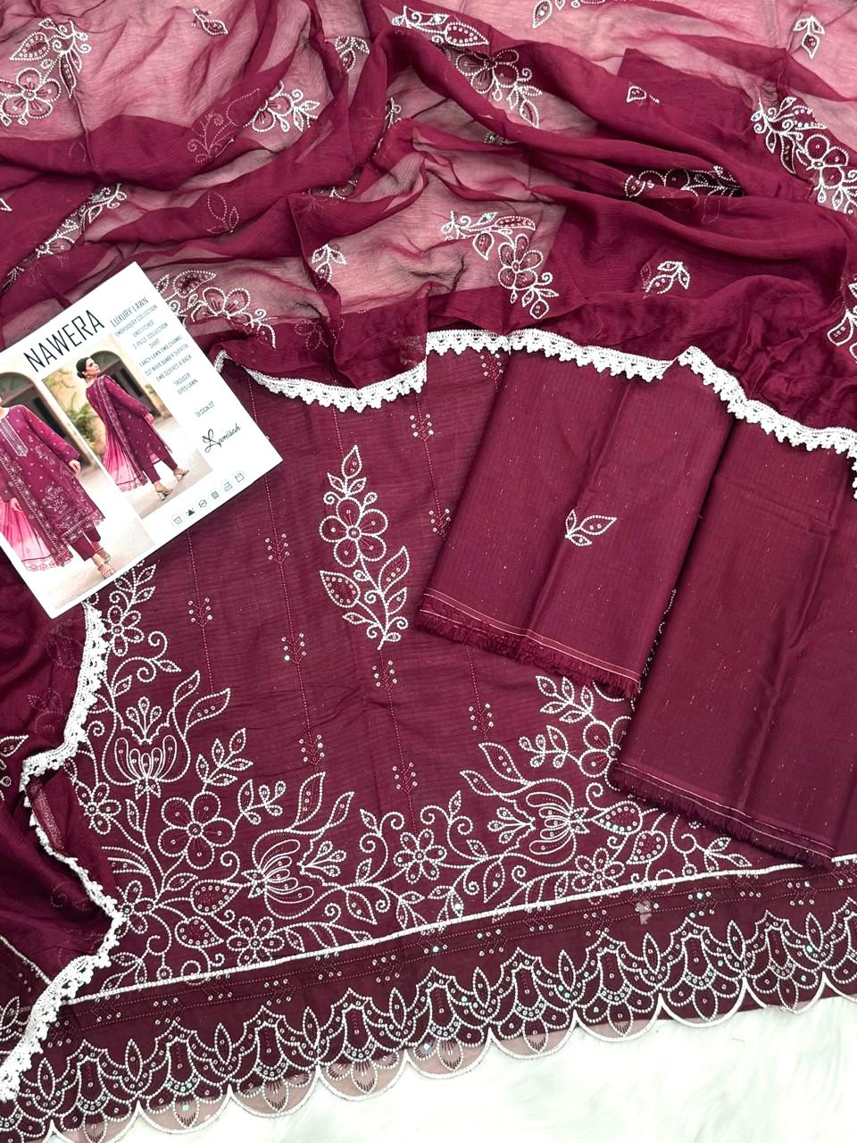 Nawera Luxury Embroidery Lawn 3PC Wholesale Suit