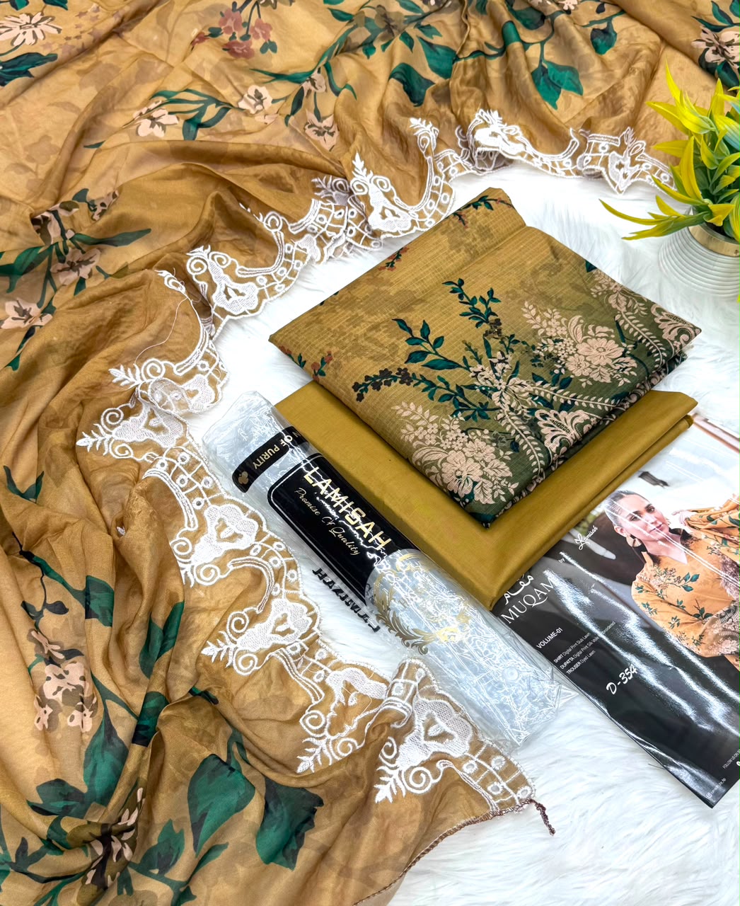 LAMISAH Muqam Luxury Emb Lawn Vol-1 3PC | Wholesale Suits