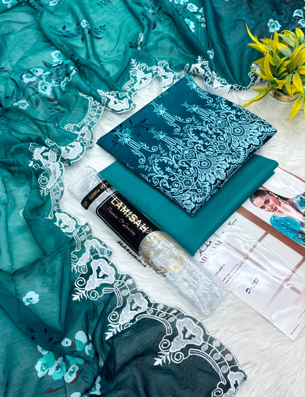 LAMISAH Muqam Luxury Emb Lawn Vol-1 3PC | Wholesale Suits