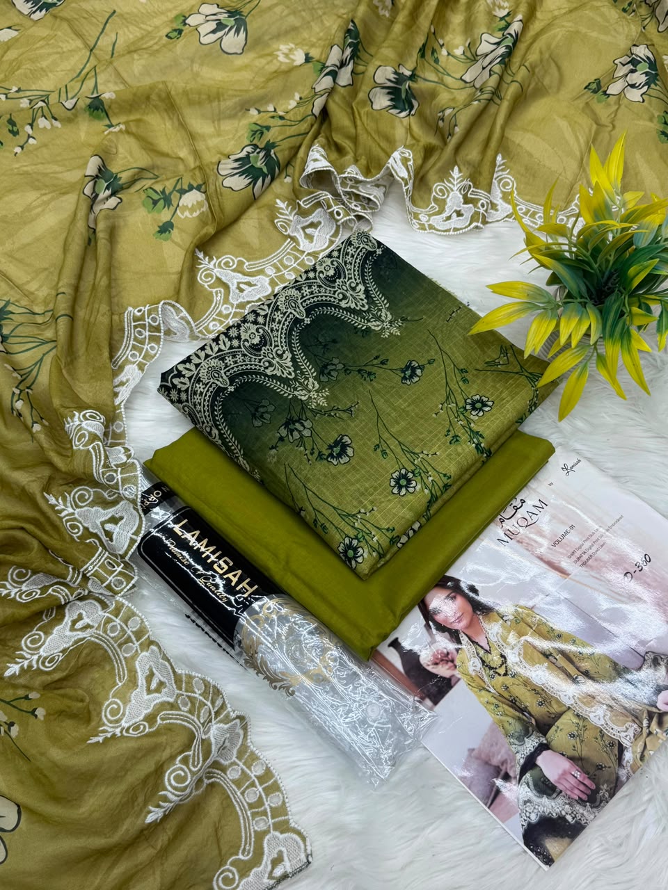 LAMISAH Muqam Luxury Emb Lawn Vol-1 3PC | Wholesale Suits