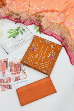 Glamour Emb Lawn with Chiffon Dupatta 3PC Wholesale Suit