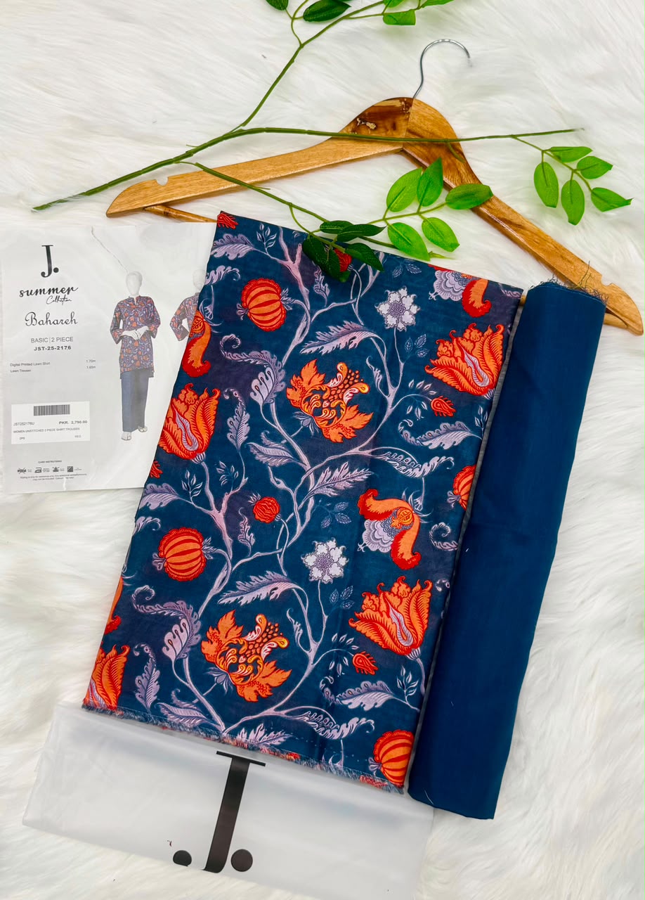 J. Unstitched Lawn 2PC Wholesale Suit