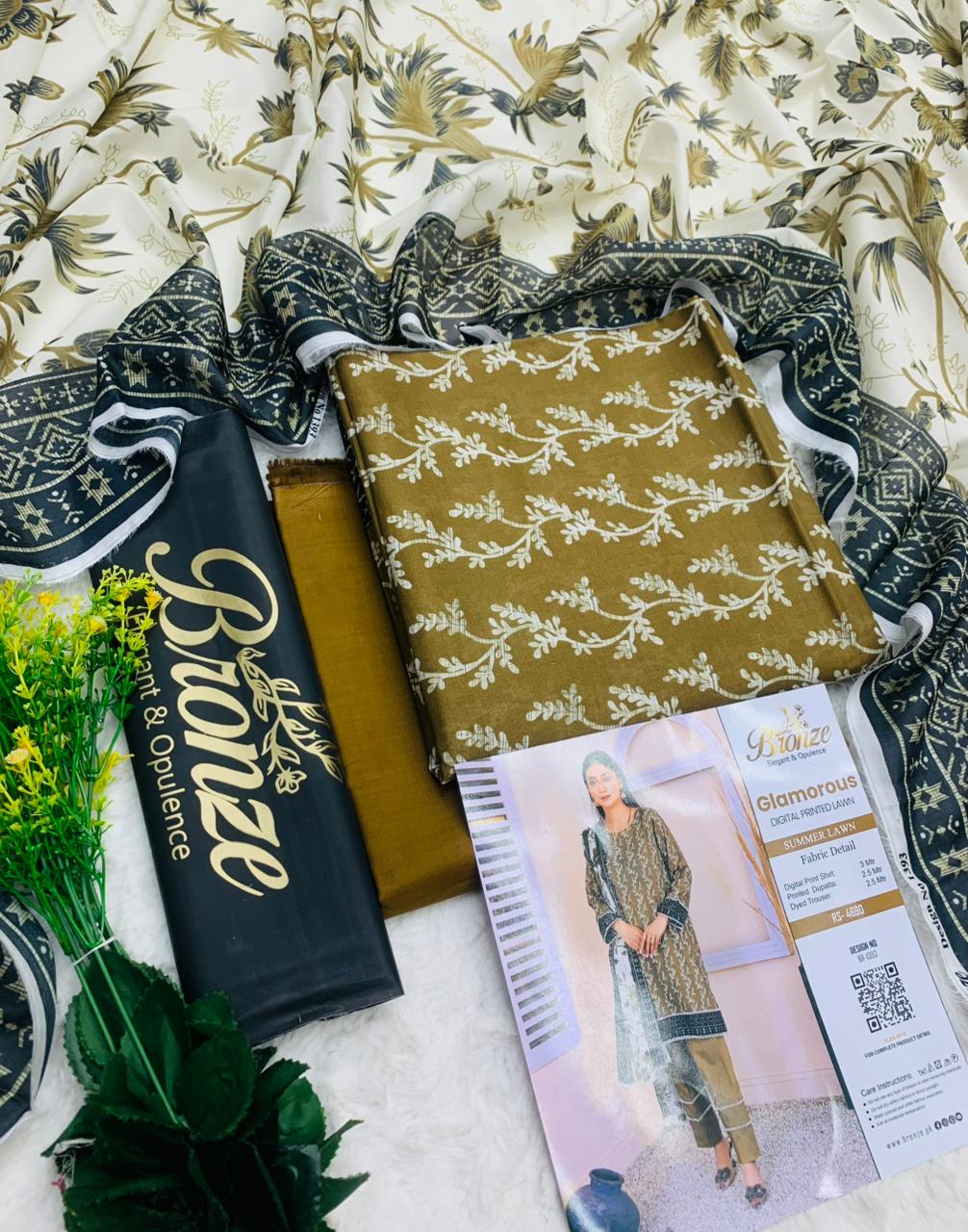 Bronze Glamorous Digital Printed Lawn – 3PC