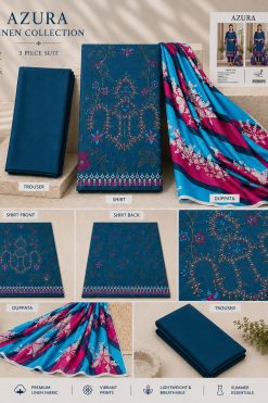 Azura Linen Lux Embroidered 3PC Suit - Wholesale Pakistan