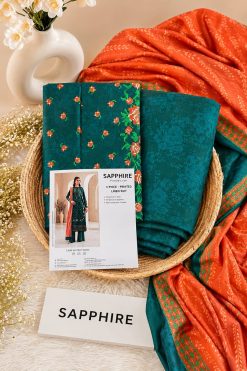 Sapphire Print Linen 3PC Suit Winter Collection 2026 - Wholesale