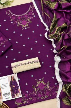 Mix Brand Luxury Dhanak Emb 3PC Vol-8 | Super Wholesale - 09 Suits Set (Half Set)