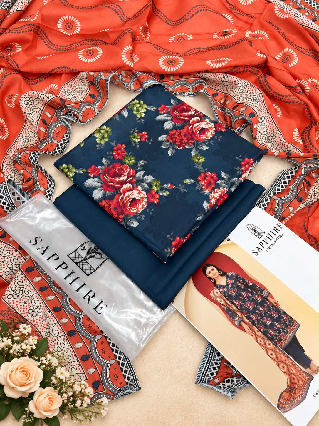Sapphire Printed Lawn 3PC - Design 3