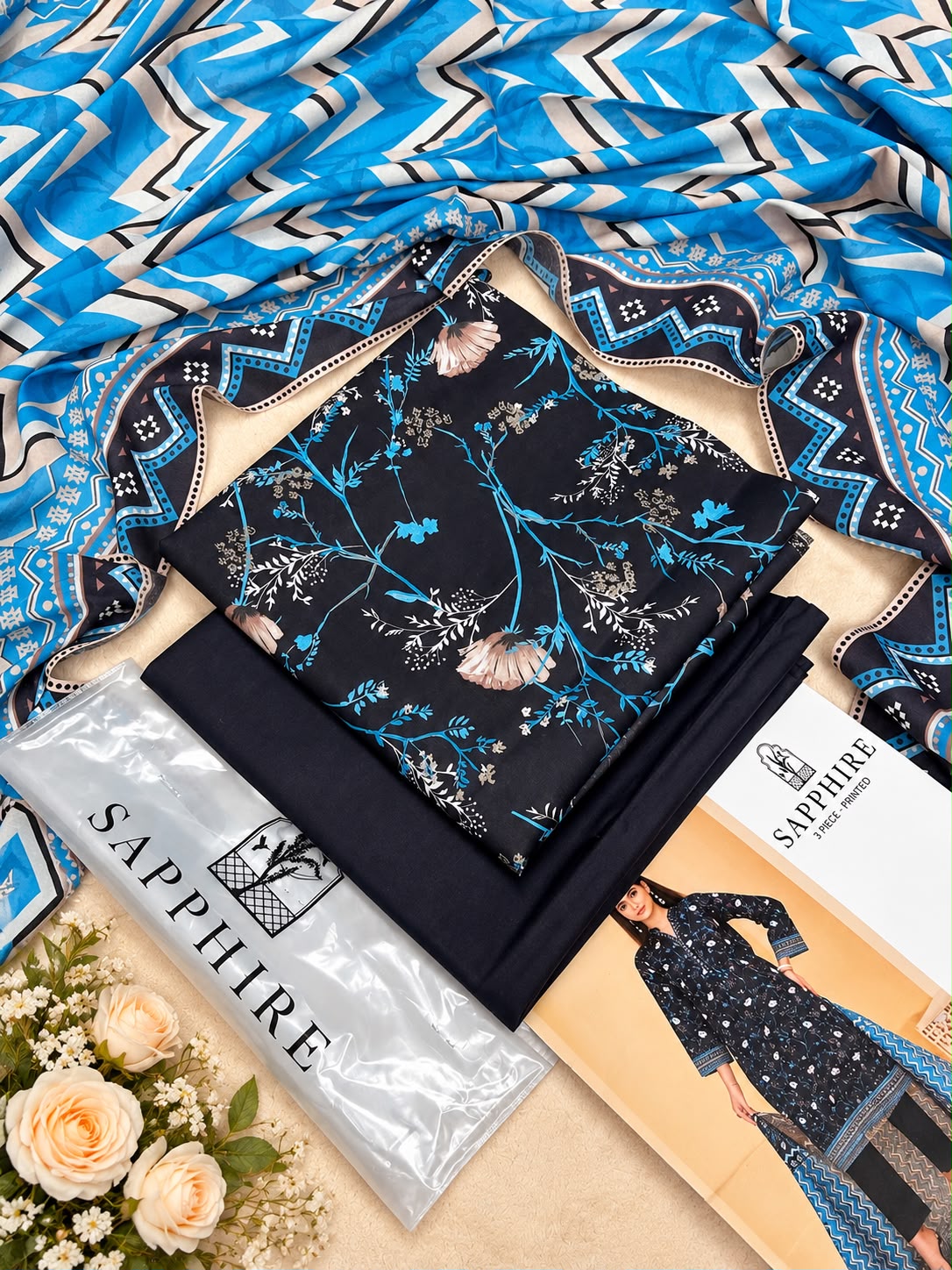Sapphire Printed Lawn 3PC - Design 4