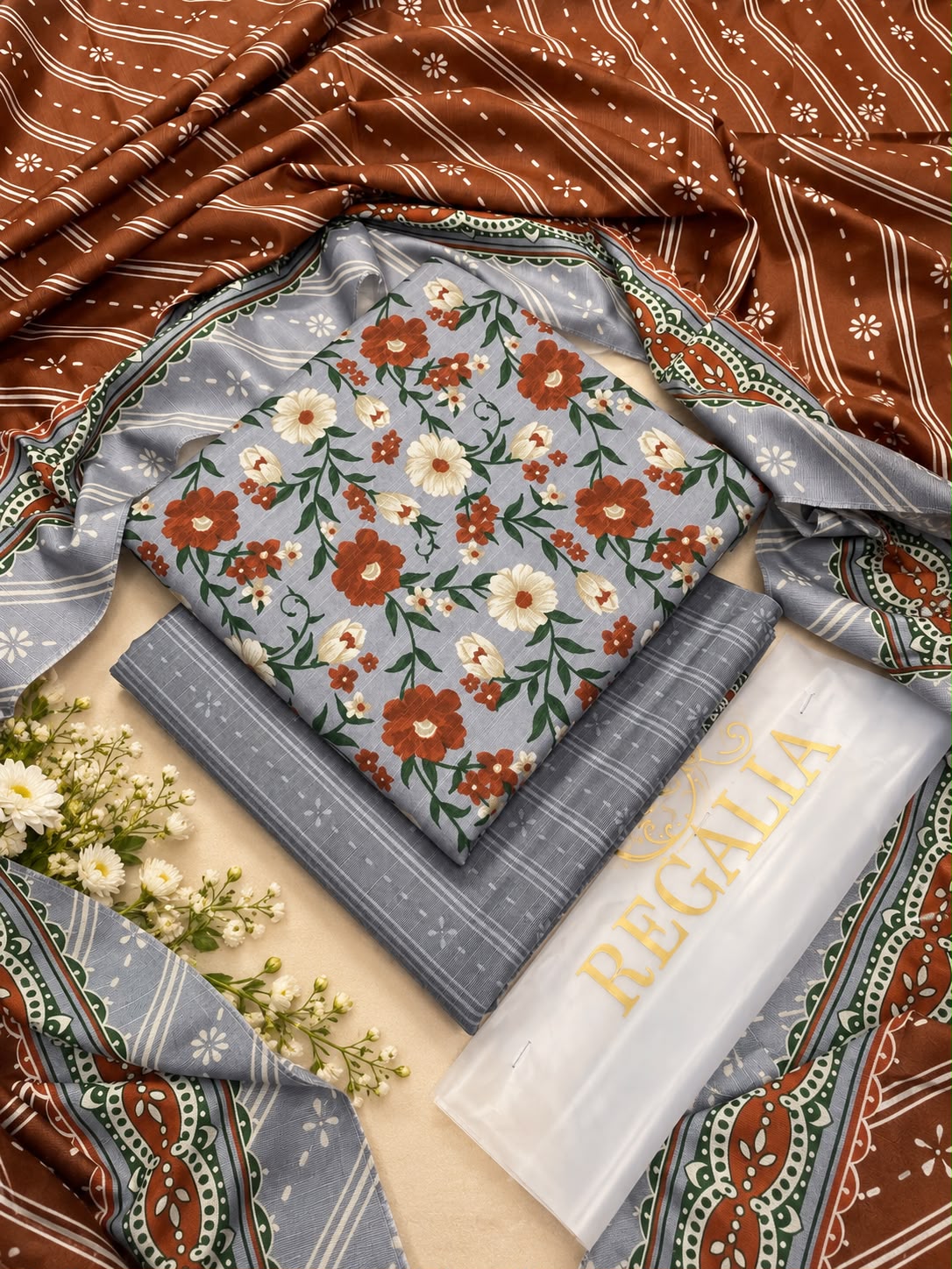 Regalia Khaddar 3PC - Design 6