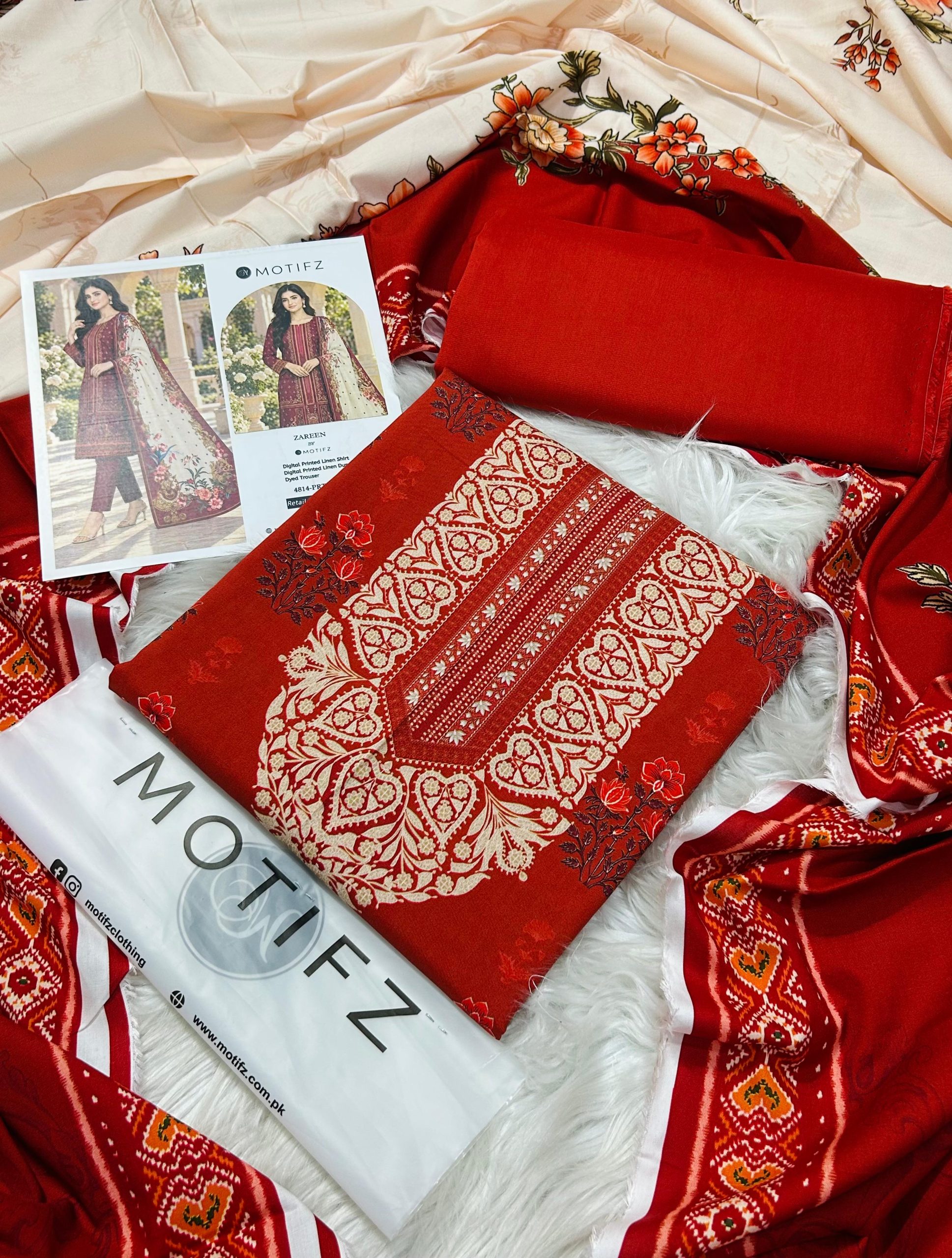 Motifz Linen Vol-4 3PC - Design 10