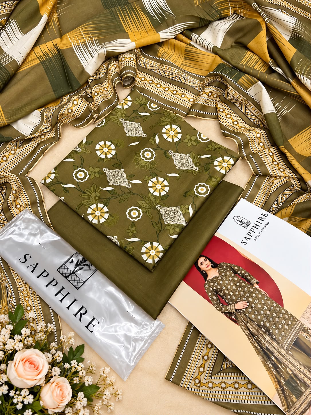 Sapphire Printed Lawn 3PC - Design 10